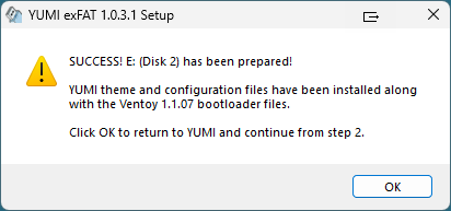 Disk has been prepared